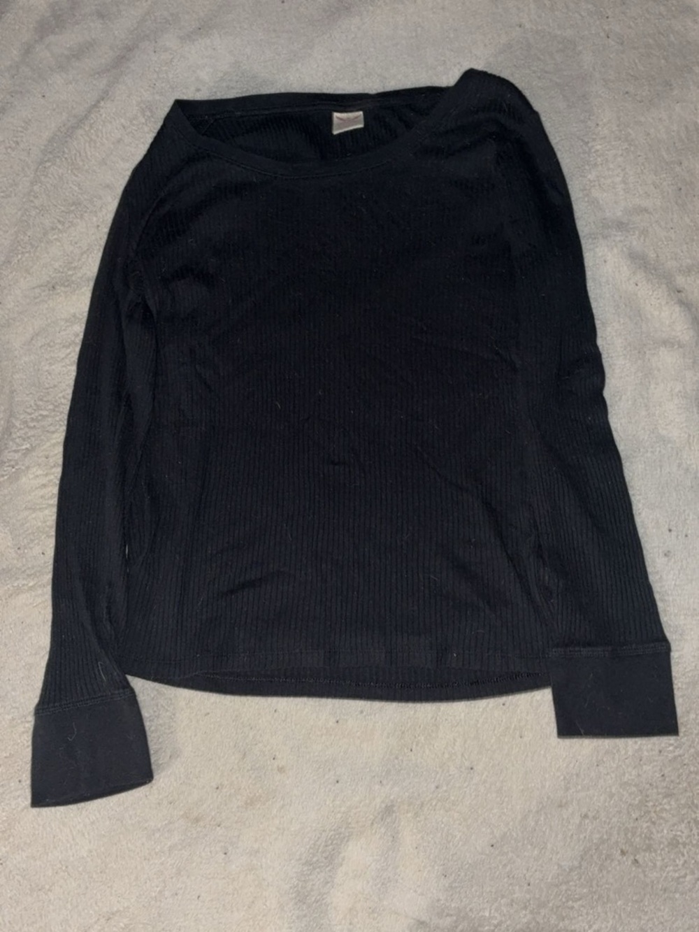 Faded Glory Black Ribbed Long Sleeve Top